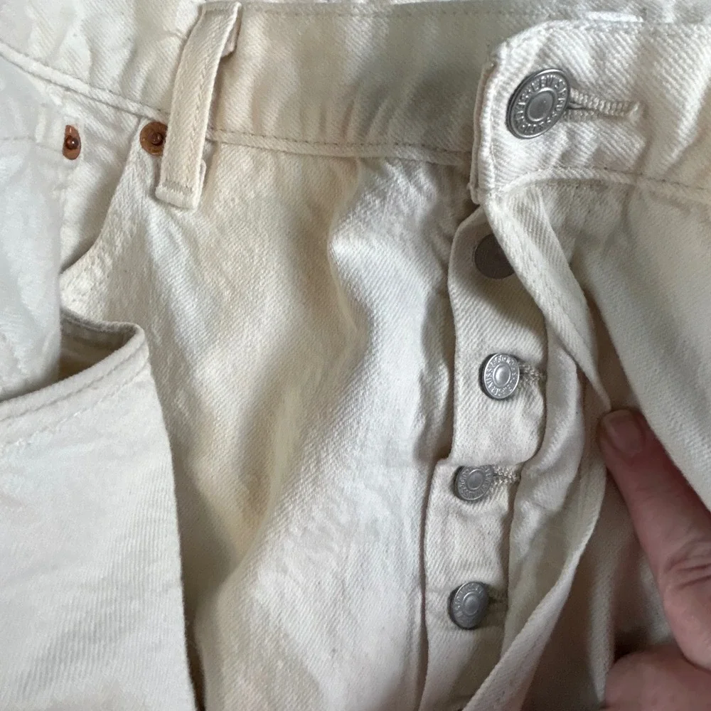 Levis 501 White Oak‎ Cone Denim Mens Jeans Off White Cream 40x30 Button Fly